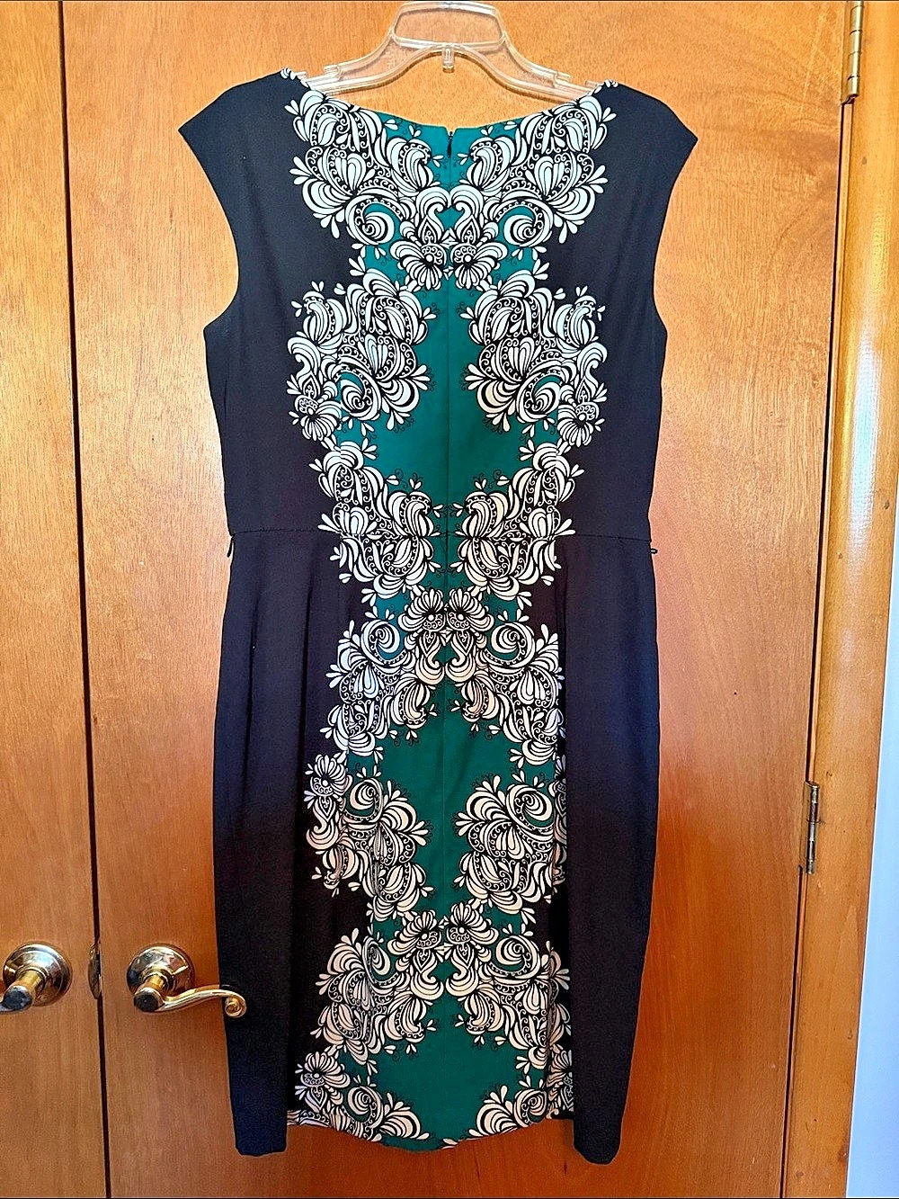 Maggy London Floral Midi Dress in Black & Green Size 12